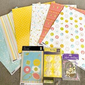 🐰🌸 EASTER AND SPRING STICKERS & SCRAPBOOK PAPER BUNDLE. RETIRED DESIGN.